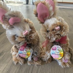 DanDee Collectors Choice Lot Of 2 Singing Easter Bunny Plush “Rocking Rabbit” 8”